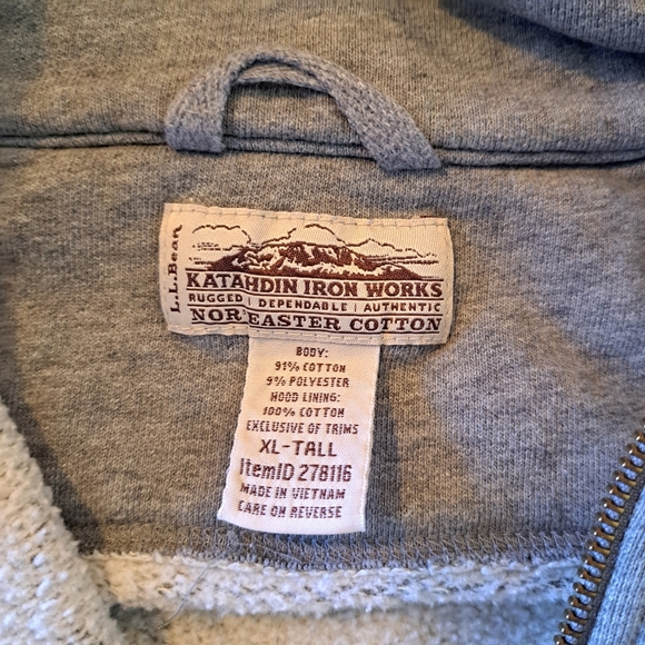 VGUC! L.L. Bean Katahdin Iron Works Quarter Zip Sweatshirt Gray Heather - Picture 3 of 16